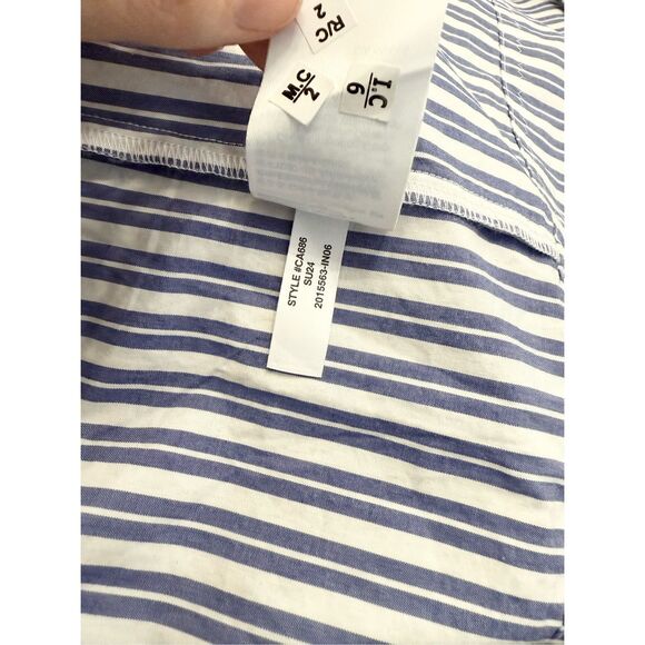 NWT J.Crew Drop Waist Blue White Striped Cotton Poplin Midi Dress Small - Picture 8 of 8